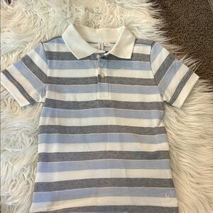Janie and Jack Light Blue, Gray & White Striped Polo